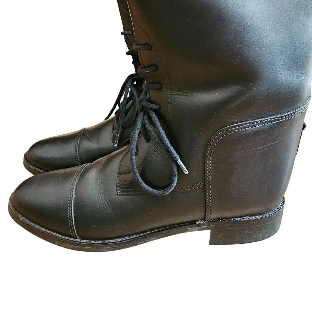 Cavalier‎ Amazonas Black Leather Equestrian Riding Boots Lace-Up Womens 6.5